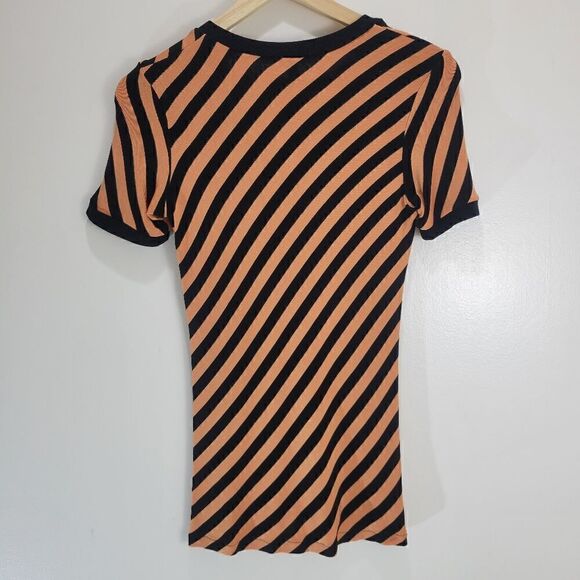 Jay'Z Peach & Black Knit Diagonal Stripes Short Sleeve Tee Too - Picture 7 of 8